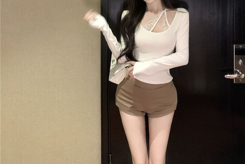 U Neck Plain Long Sleeve T Shirt