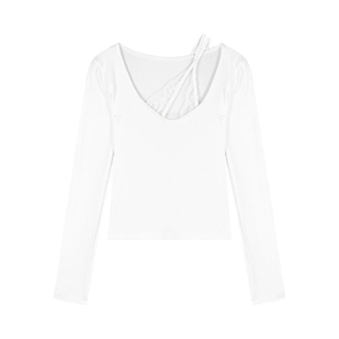 U Neck Plain Long Sleeve T Shirt
