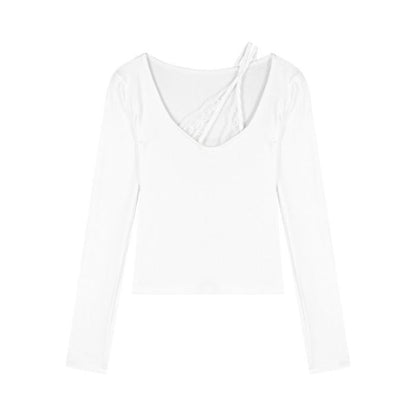 U Neck Plain Long Sleeve T Shirt