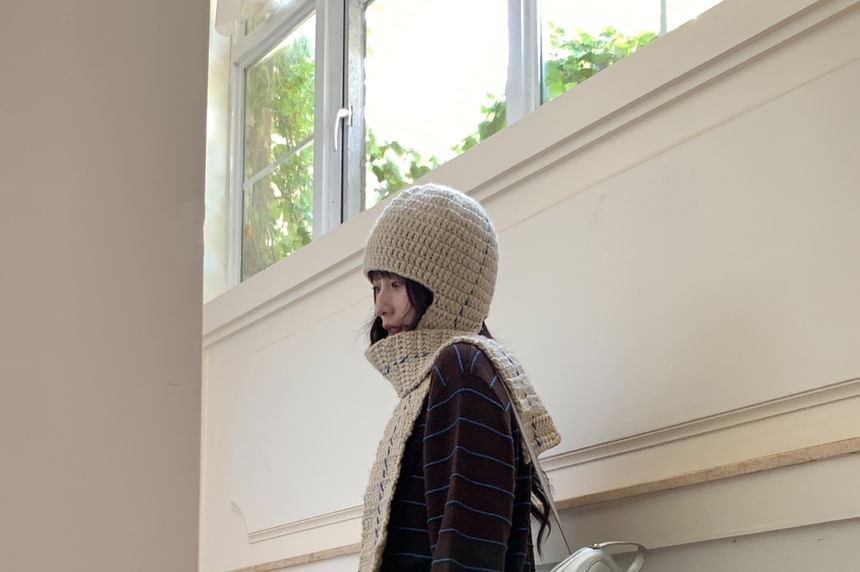 Crewneck Button-Up Striped Cardigan