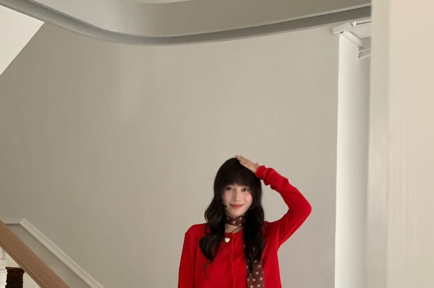 Button-Up Plain Cardigan