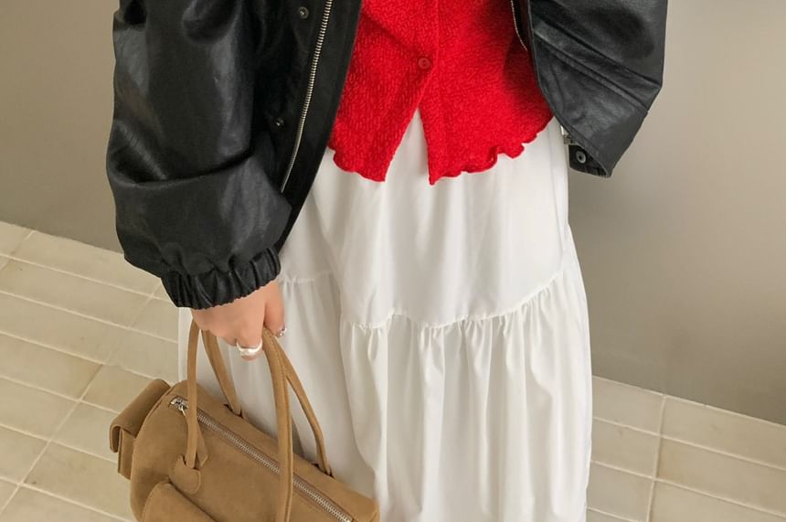 Button-Up Plain Cardigan