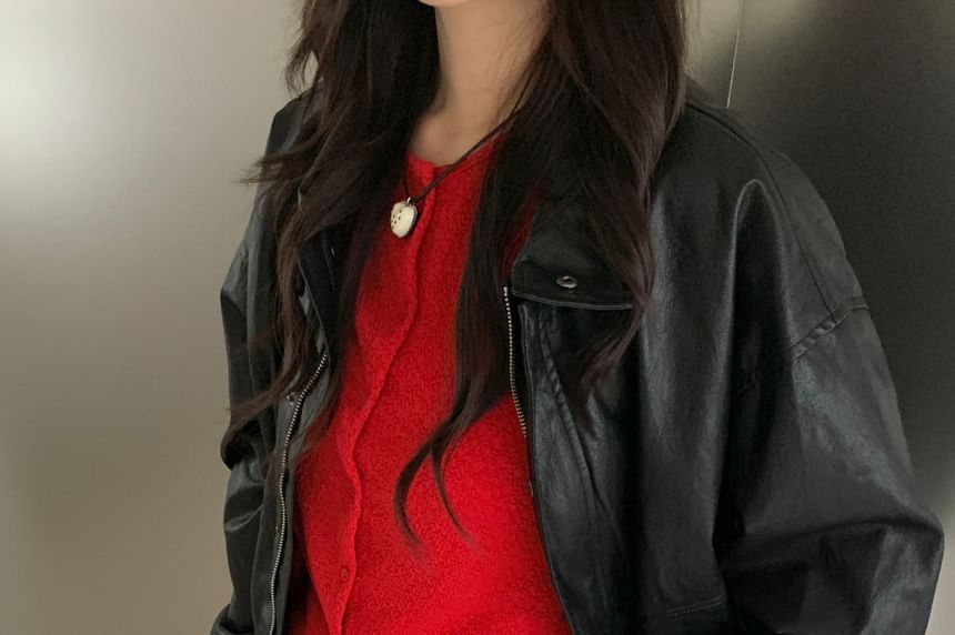 Button-Up Plain Cardigan