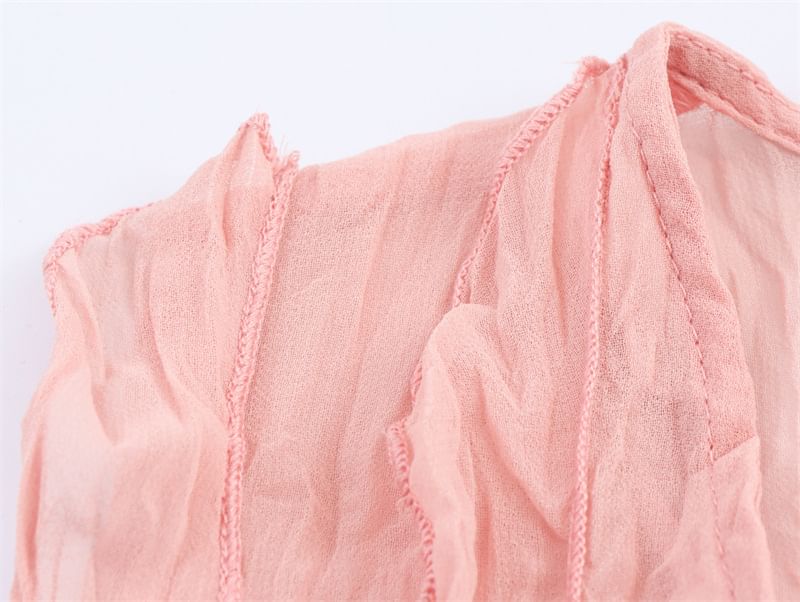 Ruffled V-Neck Sleeveless Flowy Blouse in Solid Hue