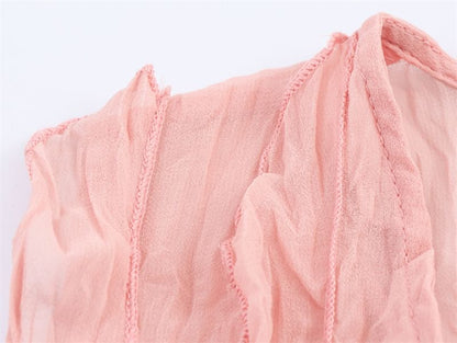 Ruffled V-Neck Sleeveless Flowy Blouse in Solid Hue