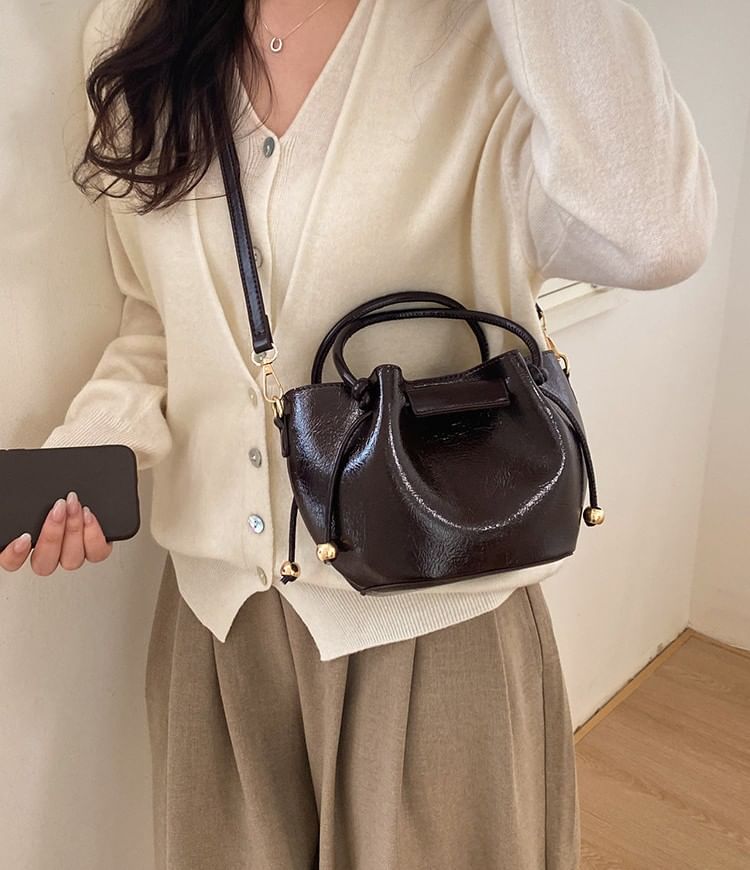 Set: Faux Leather Crossbody Bag + Pouch