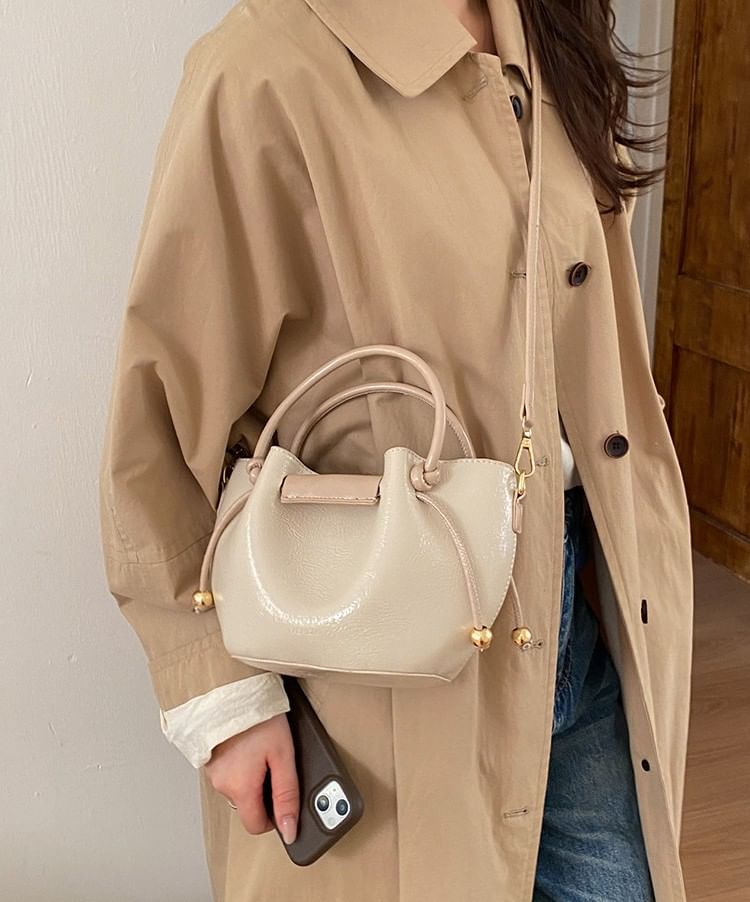 Set: Faux Leather Crossbody Bag + Pouch