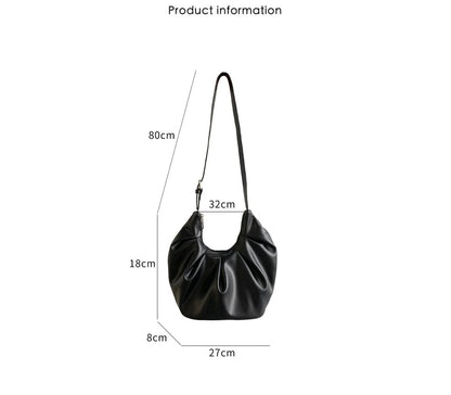 Ruched Faux Leather Shoulder Bag