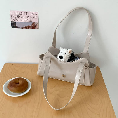 Buckled Studded Shoulder Bag