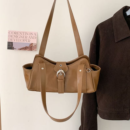 Buckled Studded Shoulder Bag