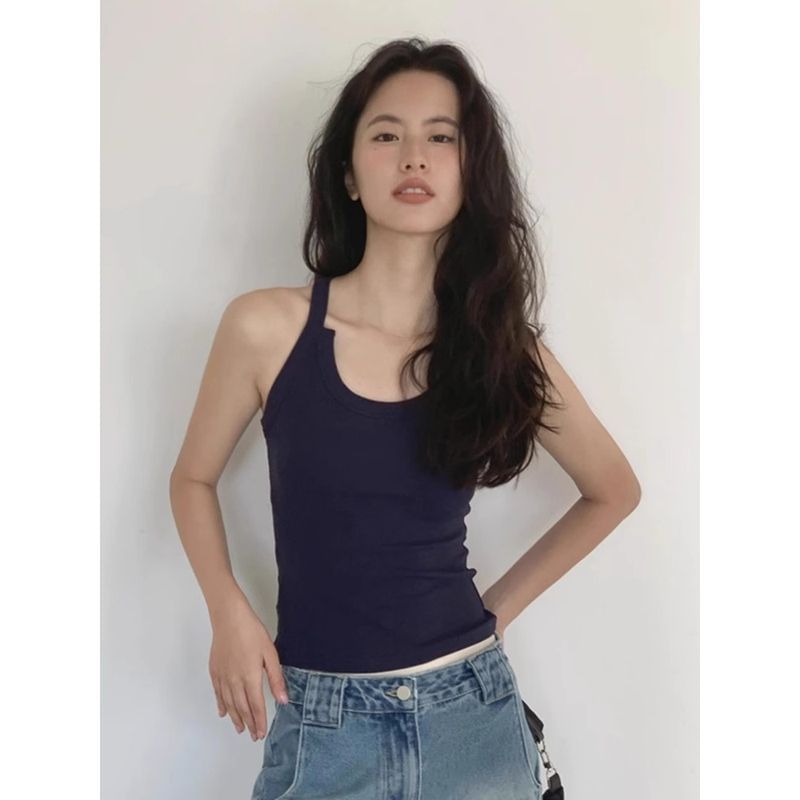 Scoop Neck Fitted Tank Top - Solid Everyday Wear