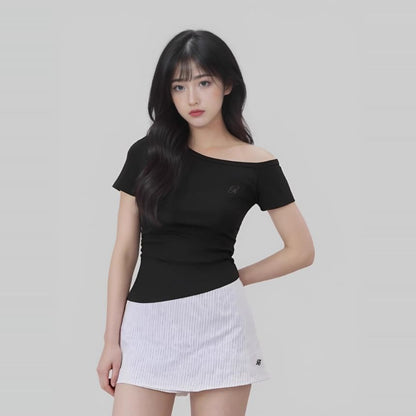 Off-Shoulder Fitted Tee - Short Sleeve Classic