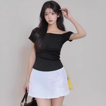 Off-Shoulder Fitted Tee - Short Sleeve Classic