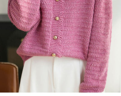 V-Neck Frayed Plain Cardigan