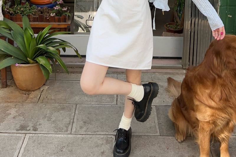 Plain Crop Cardigan / Spaghetti Strap Mini Dress