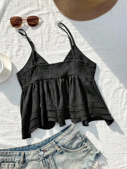 V Neck Lace Panel Camisole Top