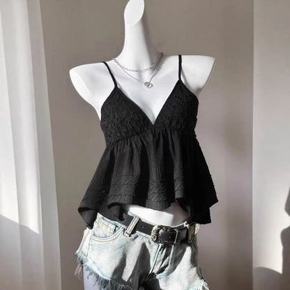 V Neck Lace Panel Camisole Top