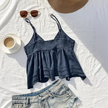 V Neck Lace Panel Camisole Top
