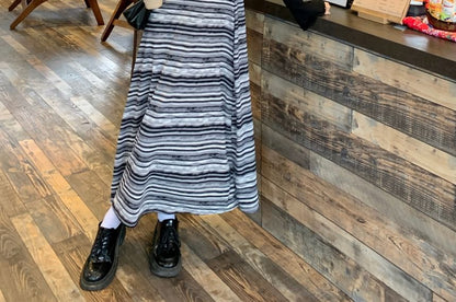 Plain Cardigan / Spaghetti Strap Striped Maxi Dress