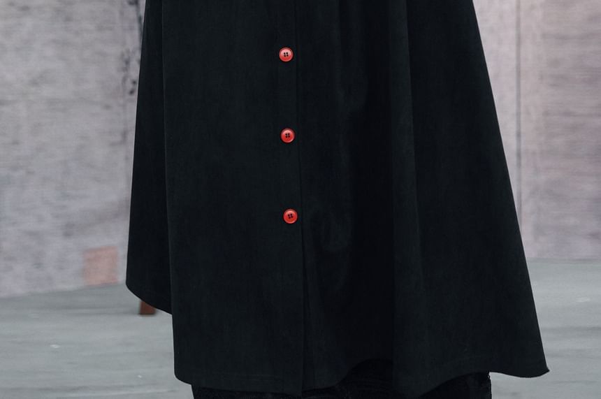 Contrast Stitch Layered Corduroy A-Line Maxi Skirt - Altfashion Shop