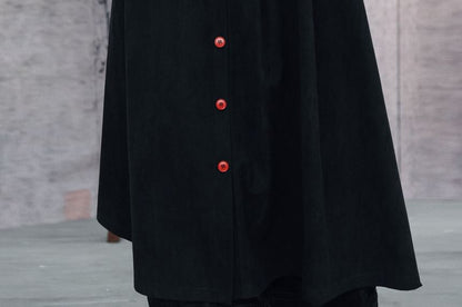 Contrast Stitch Layered Corduroy A-Line Maxi Skirt - Altfashion Shop