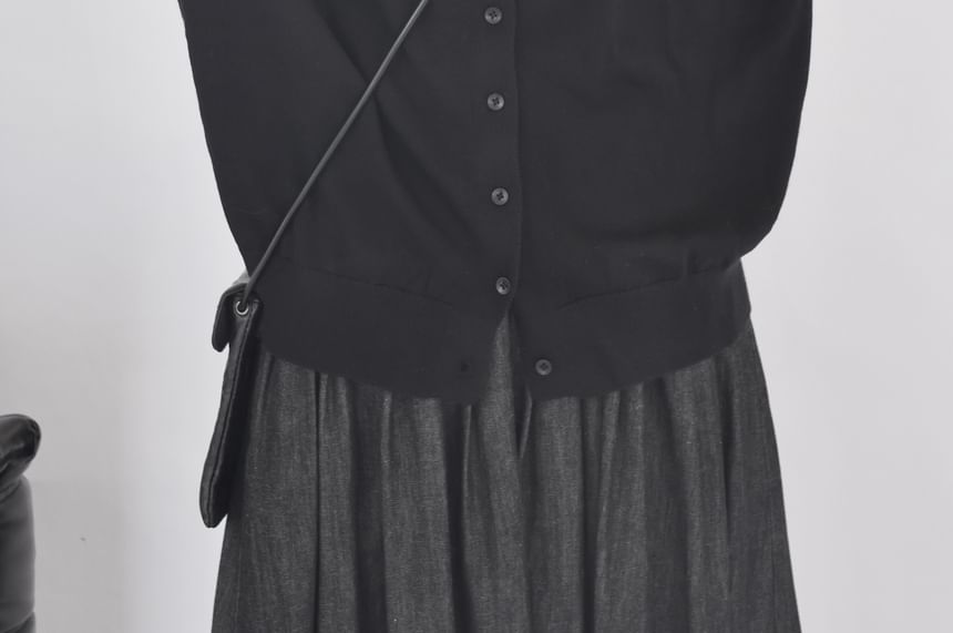 Stand Collar Button-Up Plain Cardigan