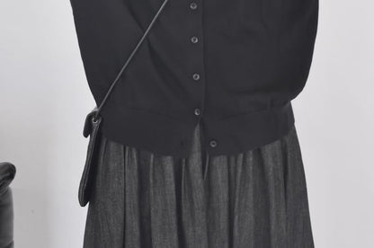 Stand Collar Button-Up Plain Cardigan