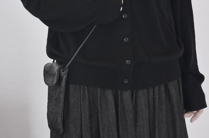 Stand Collar Button-Up Plain Cardigan