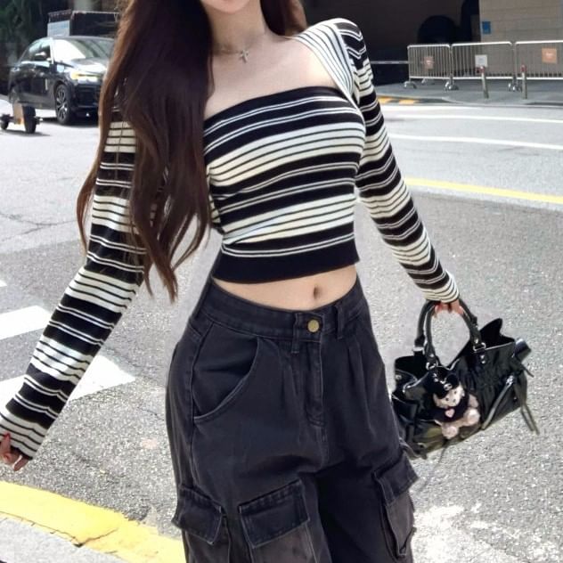 Striped Knit Crop Tube Top with Open Front Shrug Set