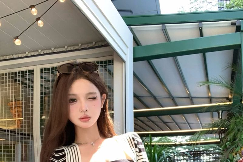Striped Knit Crop Tube Top with Open Front Shrug Set