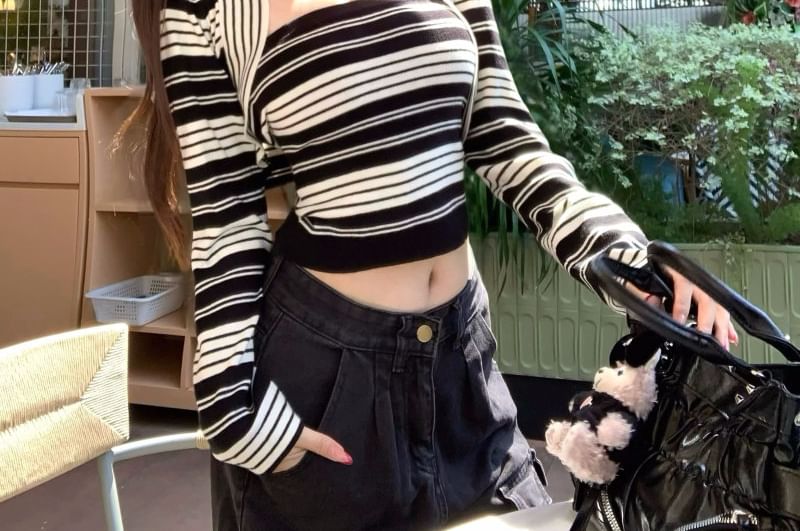 Striped Knit Crop Tube Top with Open Front Shrug Set