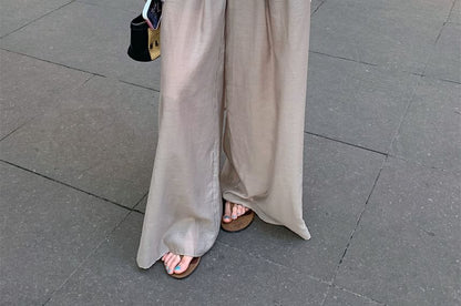 Round Neck Slit Top with Drawstring - French Sleeve