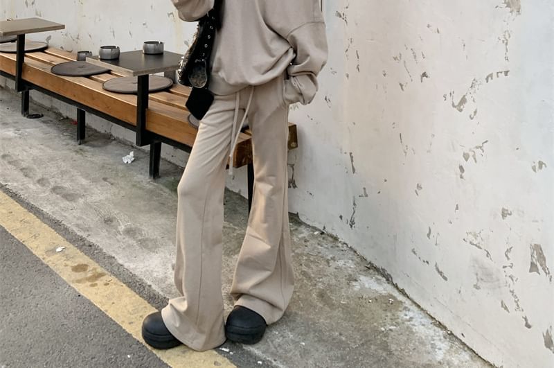 Asymmetric One-Shoulder Sweatshirt with Drawstring Waist Pants