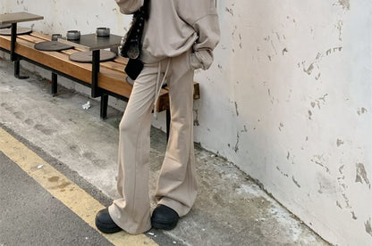 Asymmetric One-Shoulder Sweatshirt with Drawstring Waist Pants