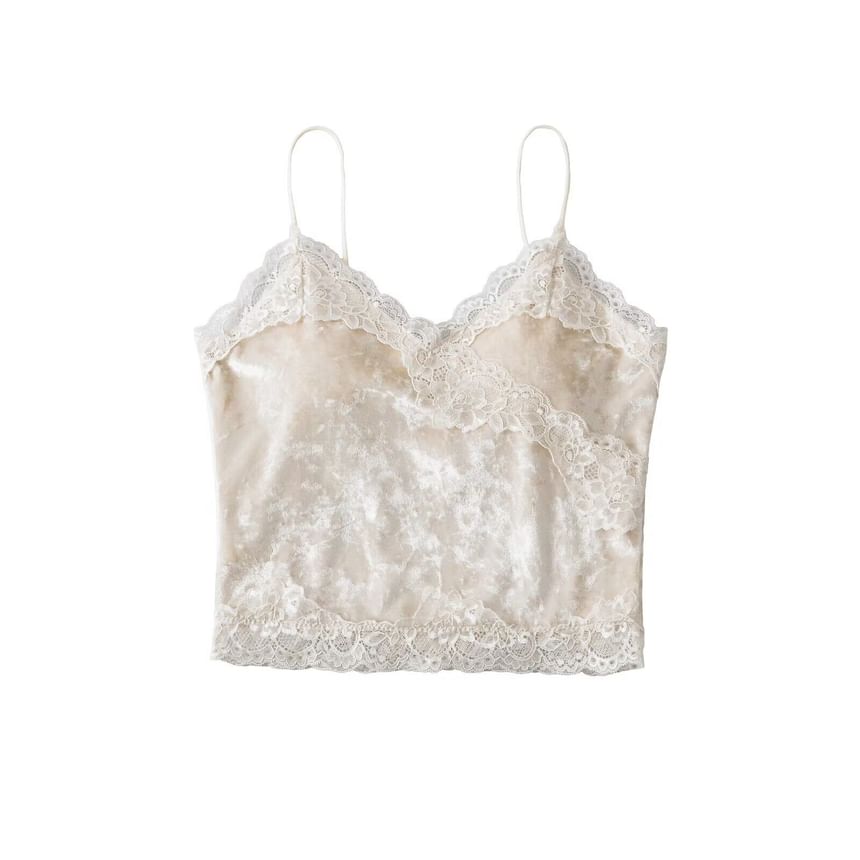 V-Neck Lace Crop Camisole Top