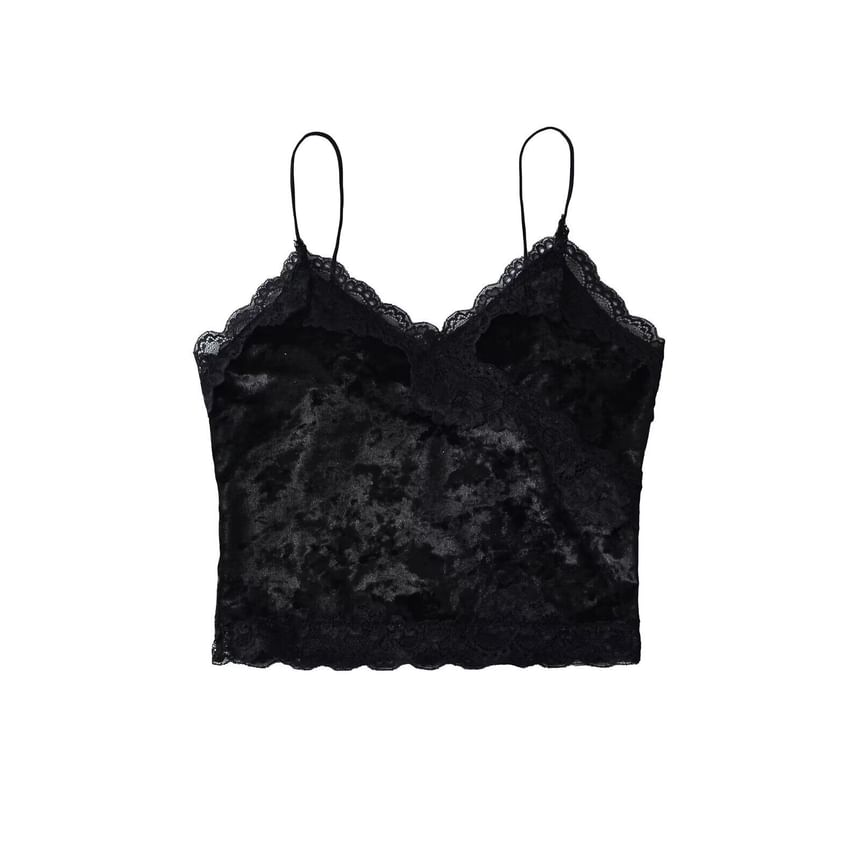 V-Neck Lace Crop Camisole Top