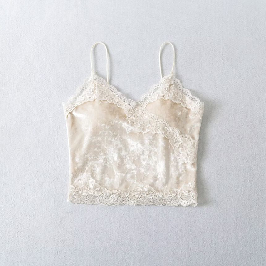 V-Neck Lace Crop Camisole Top
