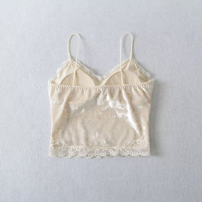 V-Neck Lace Crop Camisole Top