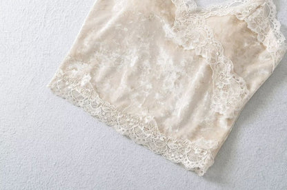 V-Neck Lace Crop Camisole Top