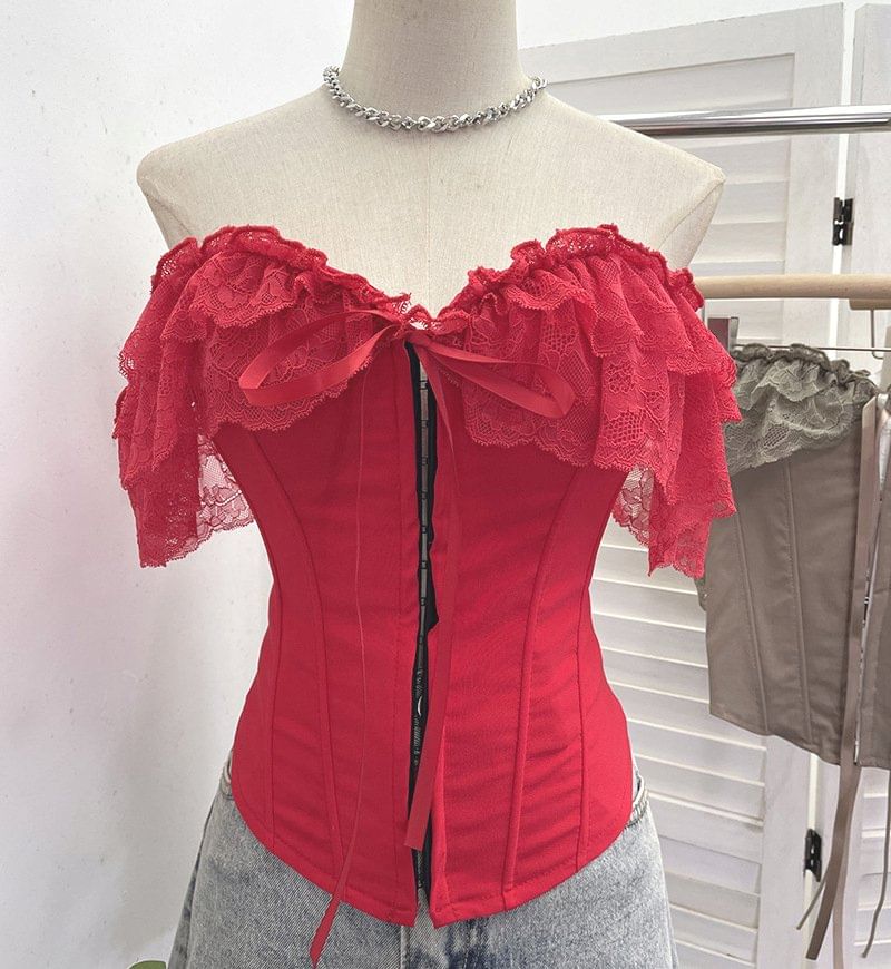 Corset Top with Off-Shoulder Neckline - Statement