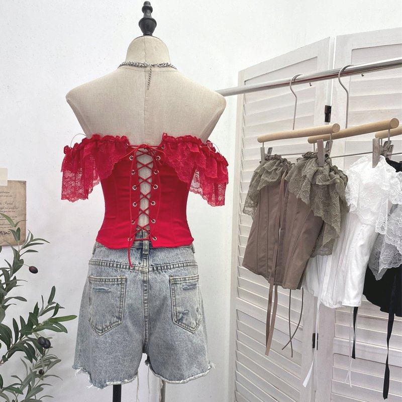 Corset Top with Off-Shoulder Neckline - Statement