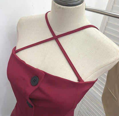 Halter-Neck Button-Up Top with Slit - Chic
