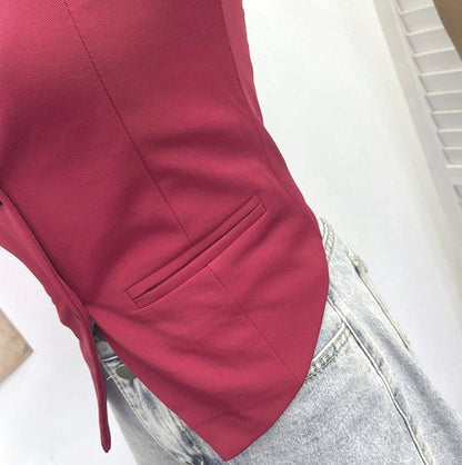Halter-Neck Button-Up Top with Slit - Chic