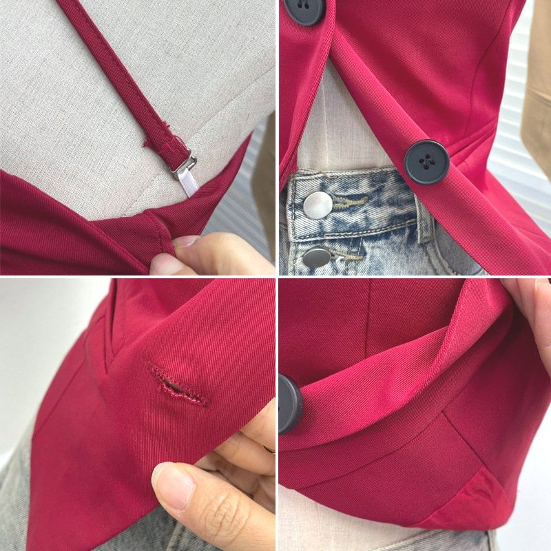 Halter-Neck Button-Up Top with Slit - Chic