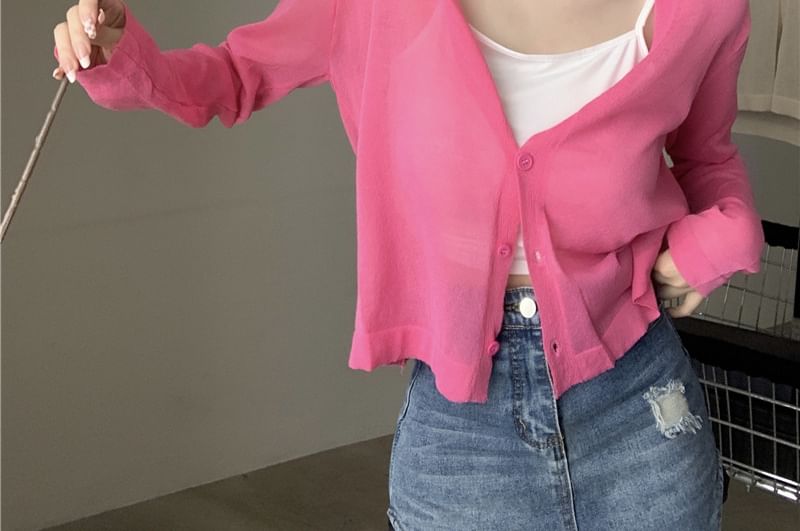 V-Neck Plain Cardigan