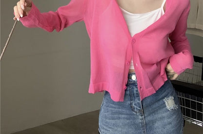 V-Neck Plain Cardigan