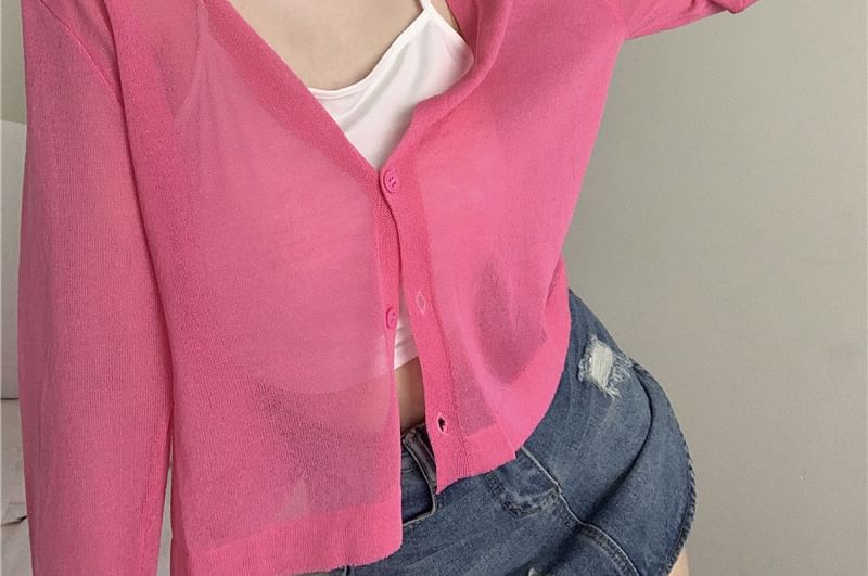 V-Neck Plain Cardigan