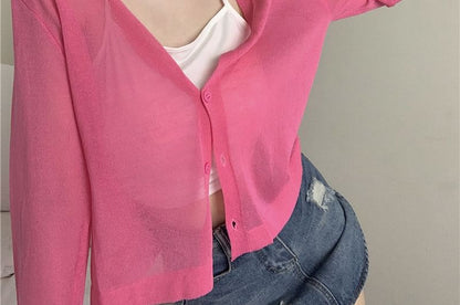 V-Neck Plain Cardigan