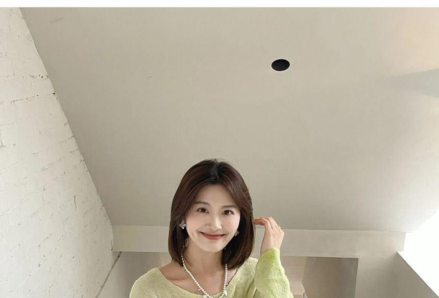 Gradient Knit Top with Boat Neck - Asymmetrical Hem
