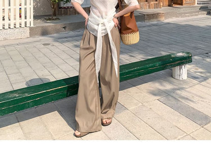Mock Neck Tie-Up Top with Elbow Sleeves - Elegant